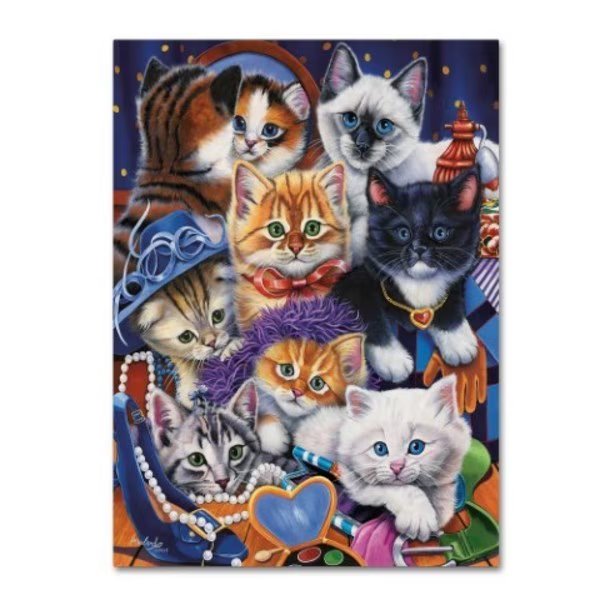 Jenny Newland 'Kittens In Closet' Canvas Art, 18x24, Trademark Fine Art, Mfr#: ALI1985-C1824GG
